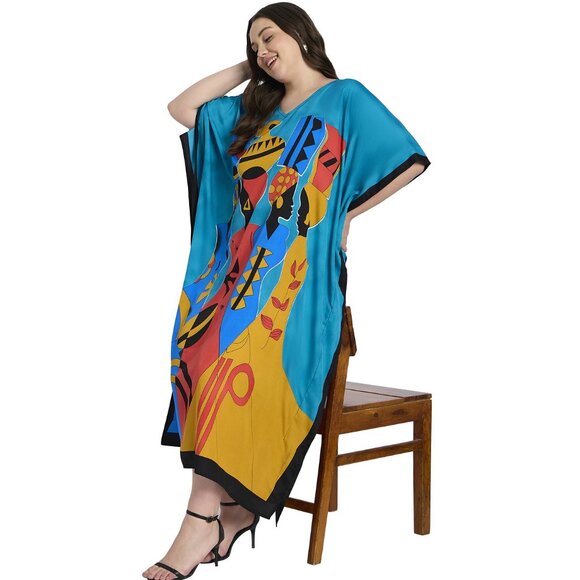 Gypsie Blu Kaftan Dress for Women Plus Size Party Wear Maxi Dresses Caftan Gowns - Picture 8 of 8